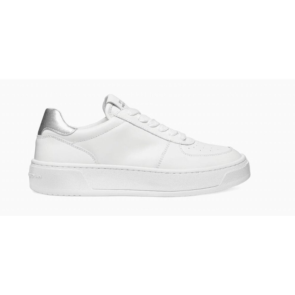 NEW Stuart Weitzman Women Courtside Leather Sneakers White Silver US 9 $350 [jb]
